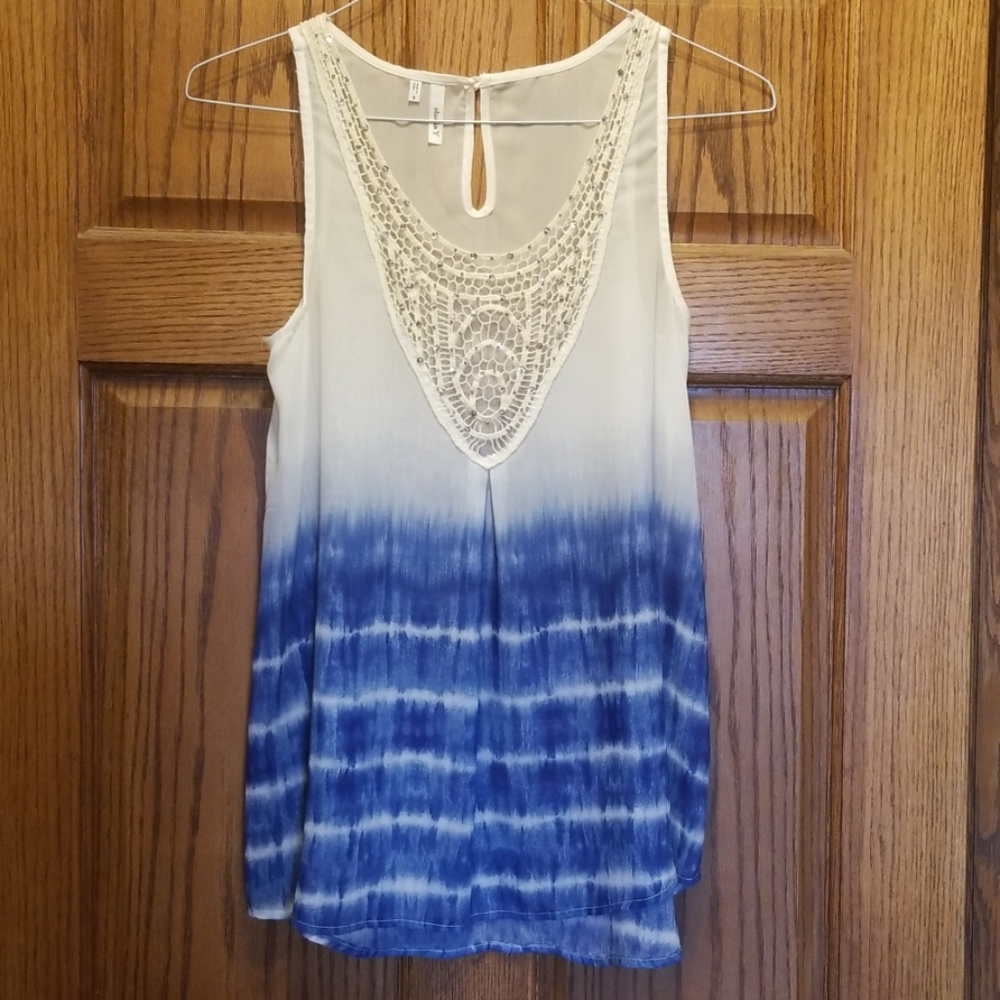 Sheer top with rhinestones